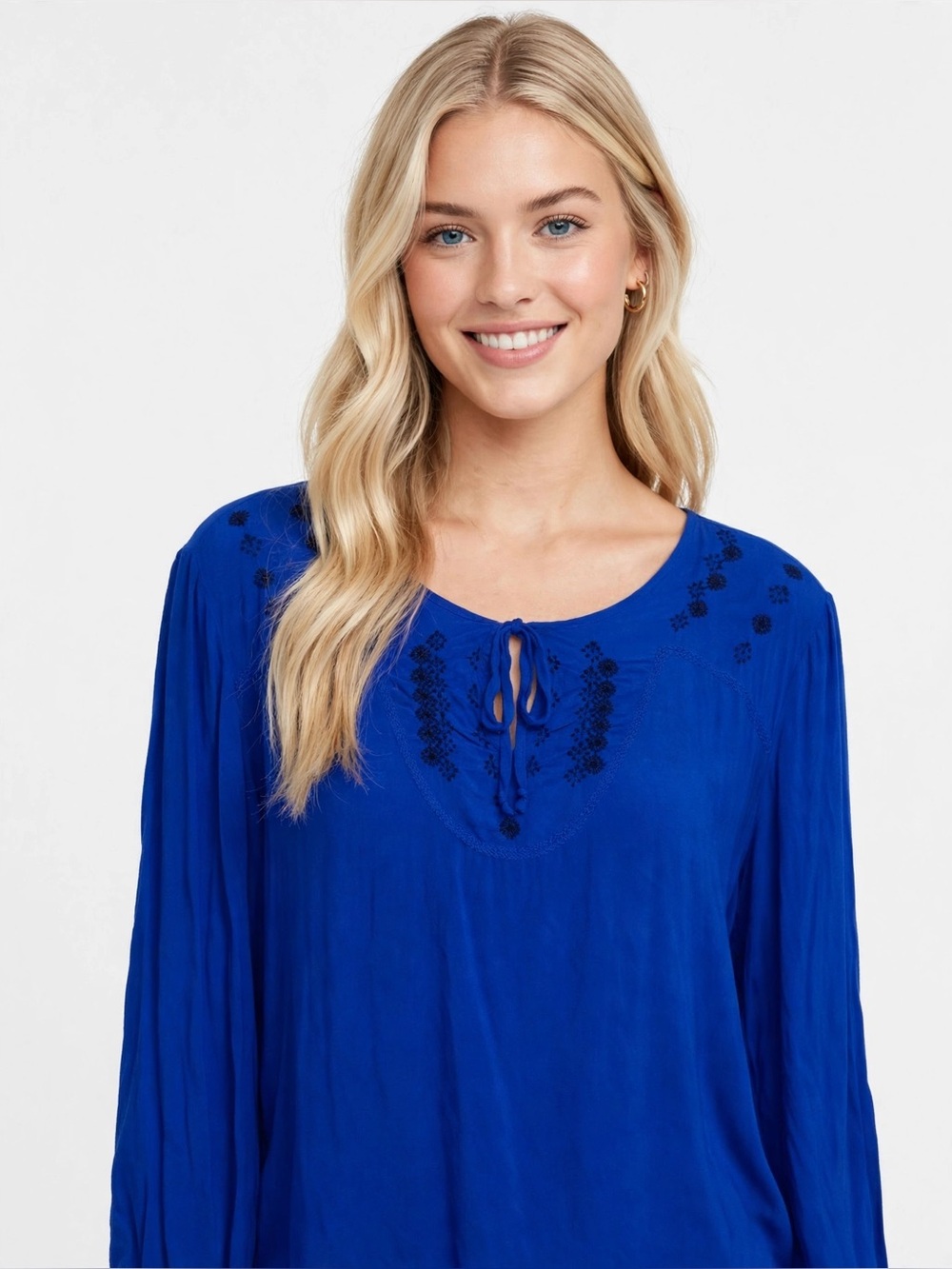 Blue Rayon Blouse Size XL Like New